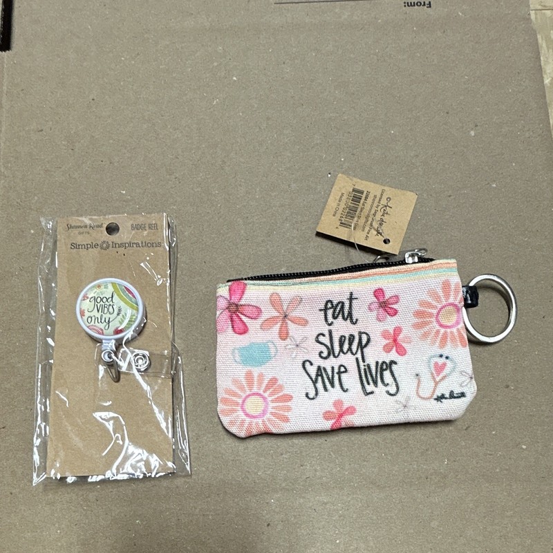 Simple Inspirations Floral Zip ID Holder / Badge Reel Set ( New Item)