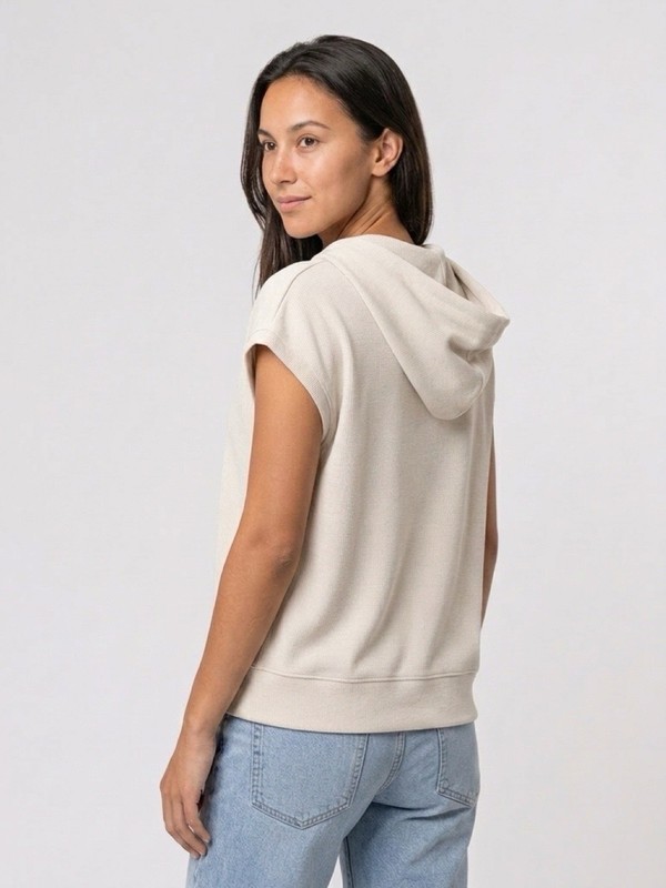 Elie Tahari Short Sleeve Hooded Top White Size S/P (0151) gallery
