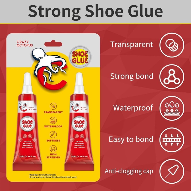 Shoe Glue, Strong, Clear Shoe Repair Glue for Sneakers, Boots, Handbags, Soles, gallery