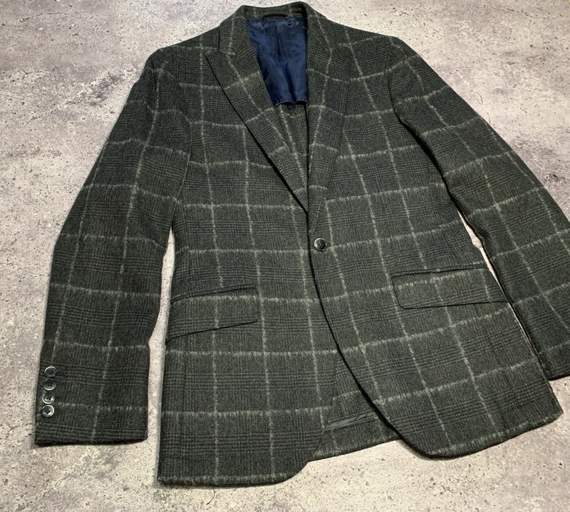 Hackett London Men’s Boucle Wool Check Grey Blazer Jacket Size 38R/48R (175/92A) gallery