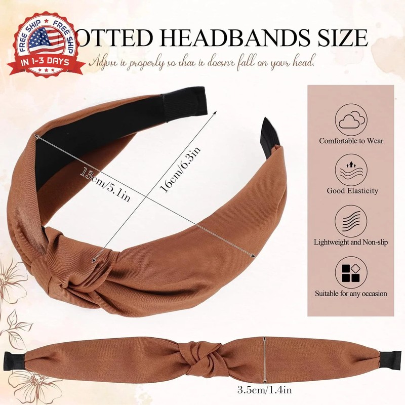 obeoby 8Pcs Headbands for Women, Fashion Knotted Headband Brown Series Wide Hair gallery