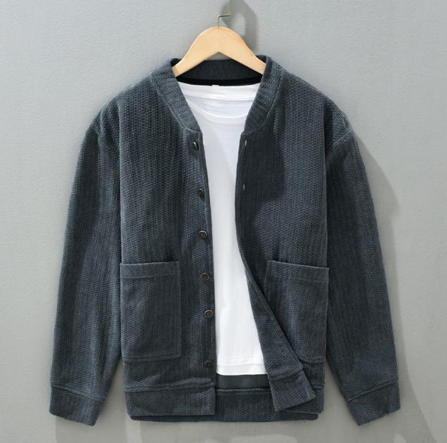Korean Knitted Short Cardigan Jacket Mens Casual Spring Long Sleeve Tops Outwear