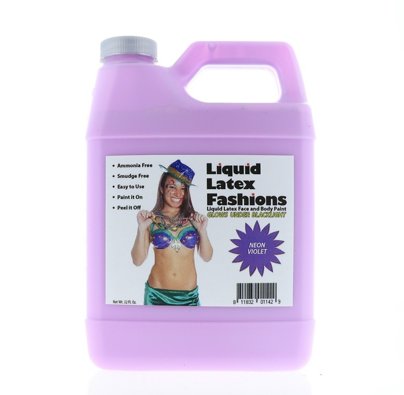 Neon Violet 32 Fl Oz – Face and Body Paint Liquid Latex GLOWS UNDER BLACK LIGHT!