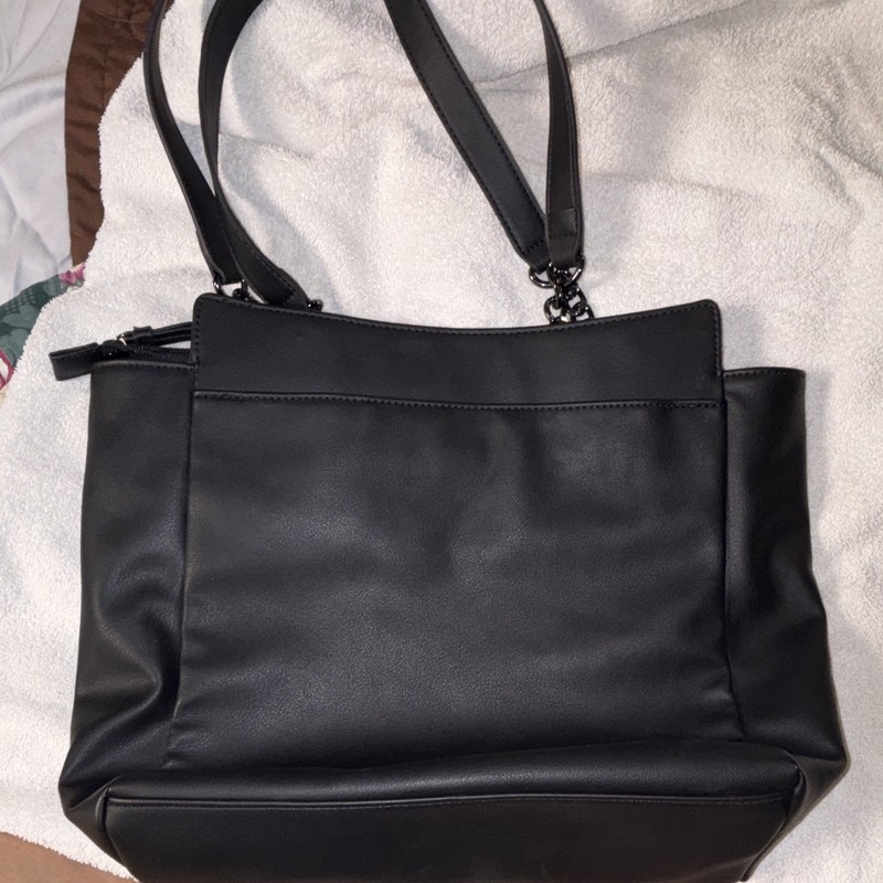 Simply Vera Vera Wang Black Large Tote Zip Closure Detachable Strap gallery
