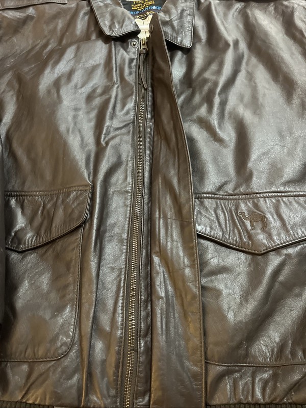 American Born Type A-2 Flight Jacket Mens XLarge Brown Leather Bomber Map Lining gallery