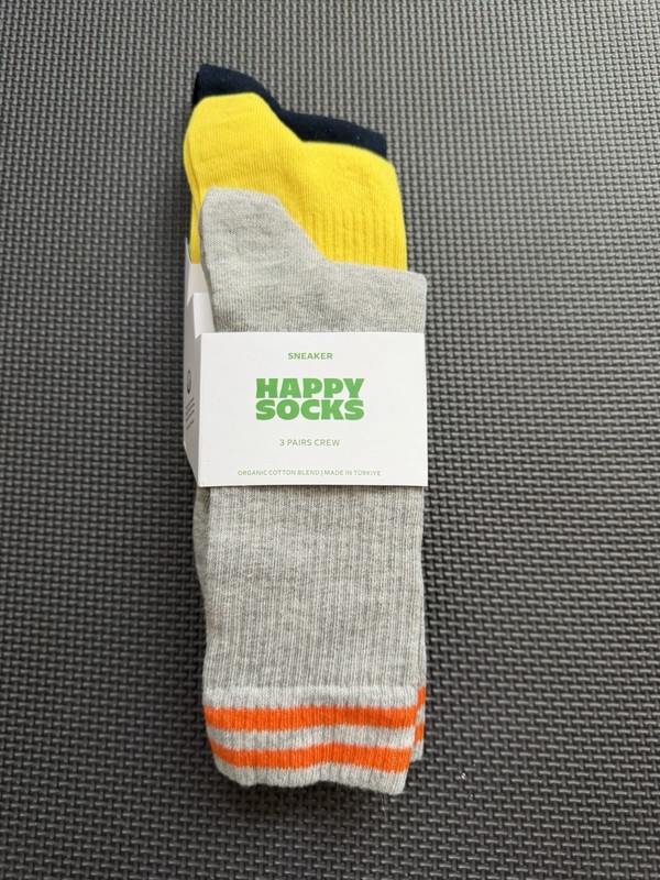 Happy Socks 3 Pack Crew Socks Yellow Grey Black