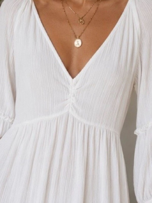 Isla & Bird White Boho Maxi Dress Cottagecore Flowy Viscose Size 8 gallery