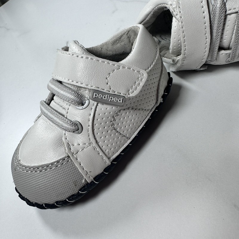 PEDIPED Dani White Grey Size 6-12 mo 4-4.5 Flexible Soft Soled Baby Shoes NEW gallery