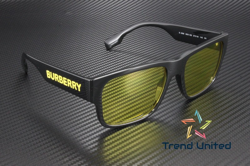 BURBERRY BE4358 300185 Knight Black Yellow 57 mm Men's Sunglasses gallery