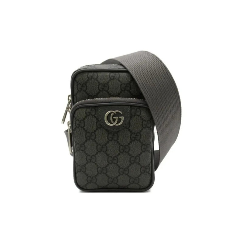 GUCCI Ophidia Double G Logo Zipper Opening Canvas Shoulder Bag 4.7×2.7×7 in