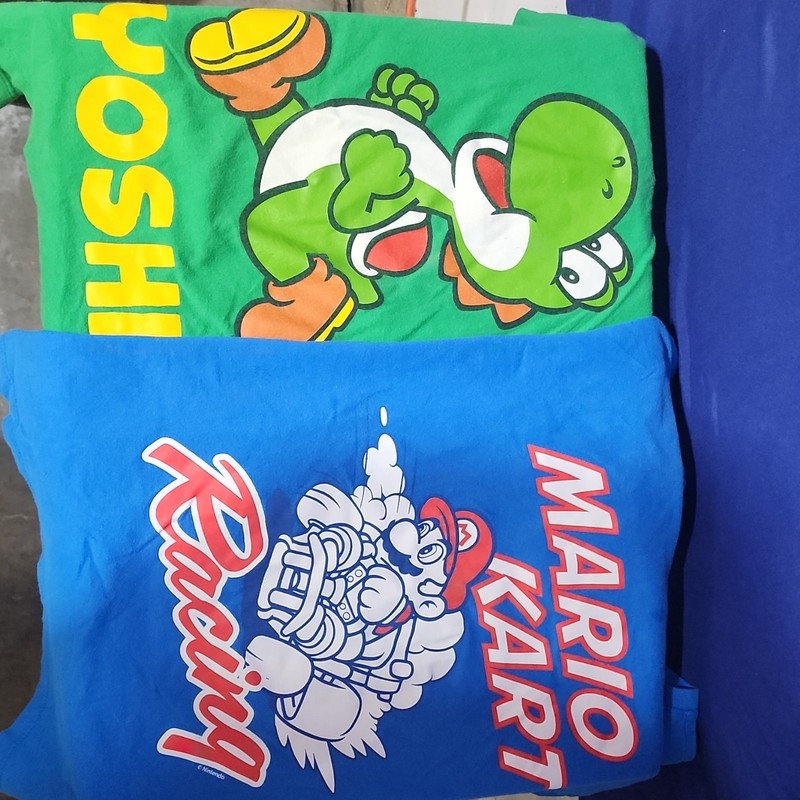 Old Navy Kids Lot 2 Super Mario Mario Kart & Yoshi T-Shirts Size L 10-12 kids