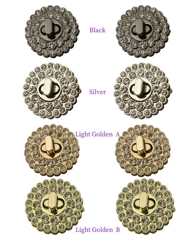 Hardware Lock Buckle Round Diamond Studded Twist Lock Bag Purse Strap Belt #G