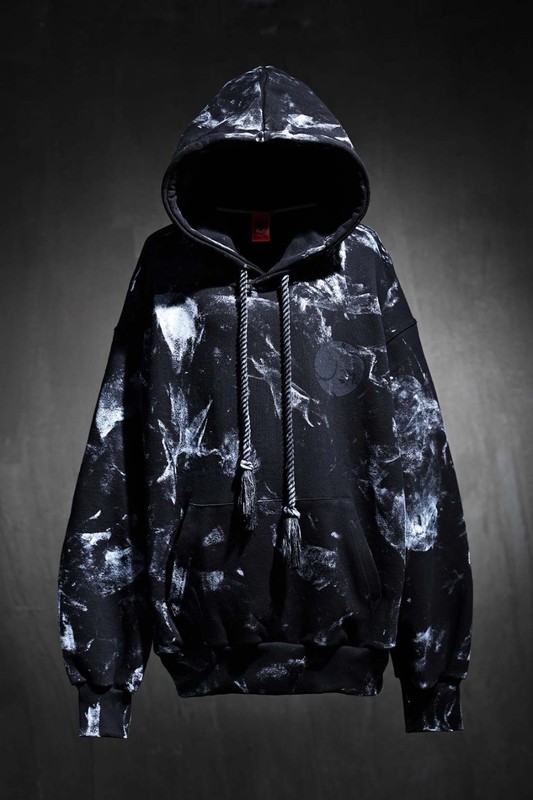 ByTheR Rough Painting Republic of Korea Black Taegeukgi Rope Hoodie Black