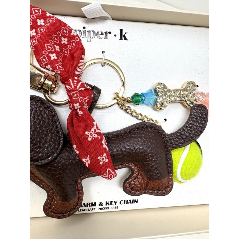 Piper K Dachshund Doxie Dog Bag Charm Tennis Ball Bandana Bone Keyring Keychain gallery