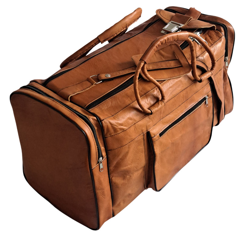 Genuine Leather Duffle Bag 53cm Cognac Gym Bag Sports Bag Handmade Travel Bag gallery