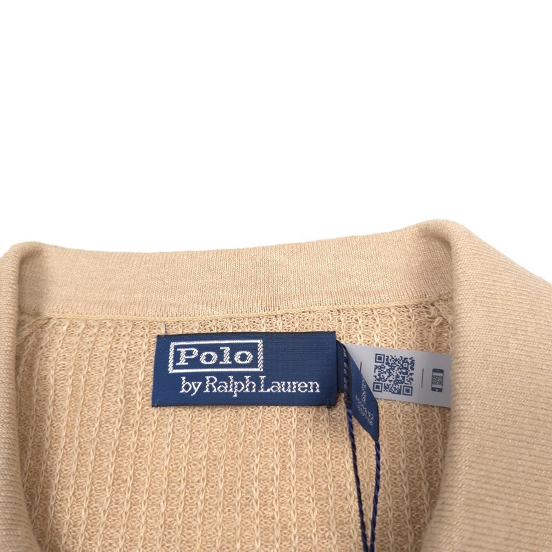 Polo Ralph Lauren Linen Sweater Polo Shirt Mens XL Beige Textured NWT gallery