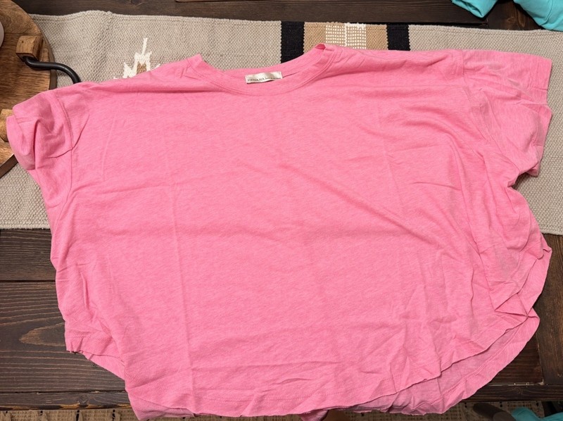 Zenana Outfitters Women’s Pink Solid Crew Neck Short Sleeve Pullover T-Shirt L