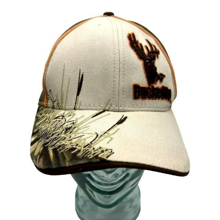 BuckedUp Baseball Cap Unisex Adjustable Cream Camo Good Embroidered Deer Hat