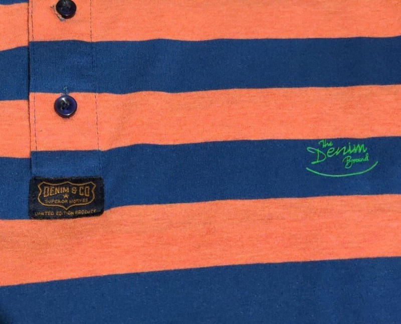 Denim & Co Superior Motive Limited Edition Product Orange Blue Stripe Polo Shirt gallery