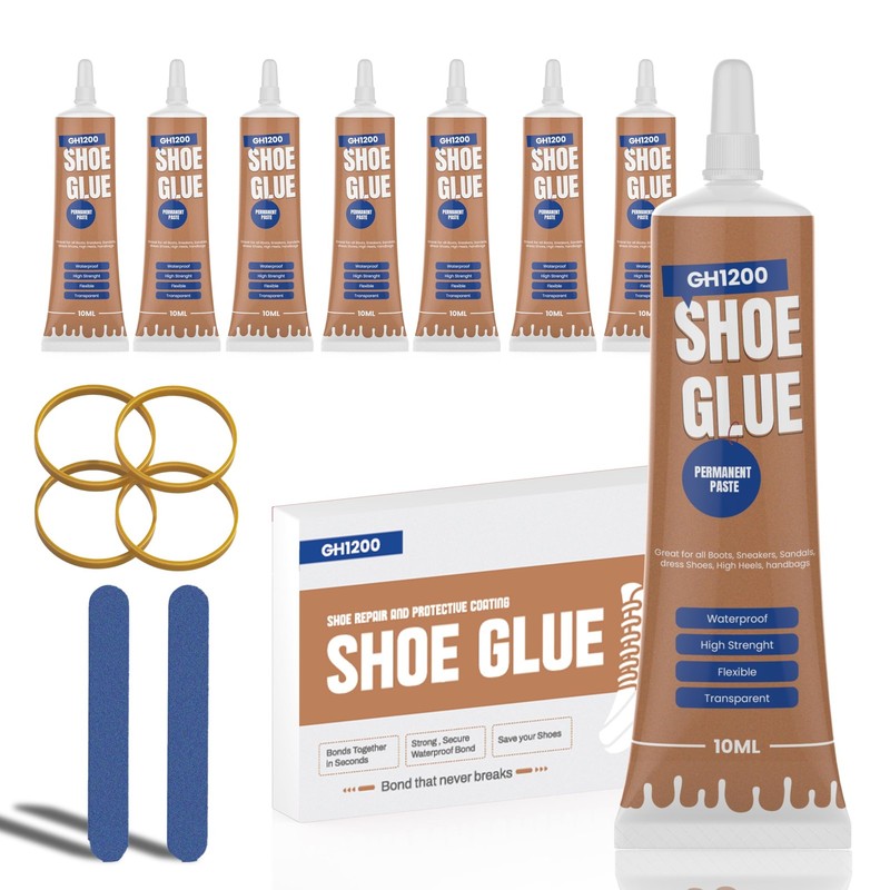 GH1200 10ML (8 Pack) Shoe Glue Sole Repair, Clear Drying, Pegamento
