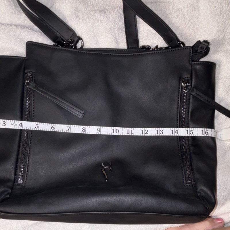 Simply Vera Vera Wang Black Large Tote Zip Closure Detachable Strap gallery