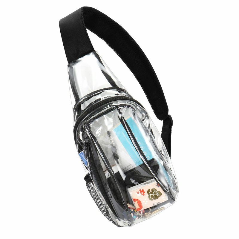 Clear PVC Sling Bag Transparent Stadium Shoulder Crossbody Backpack Adjustable gallery