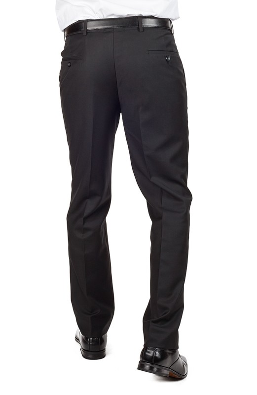 Solid Black Dress Pants Slacks Breathable Tailored Slim Fit Flat Front AZAR MAN gallery