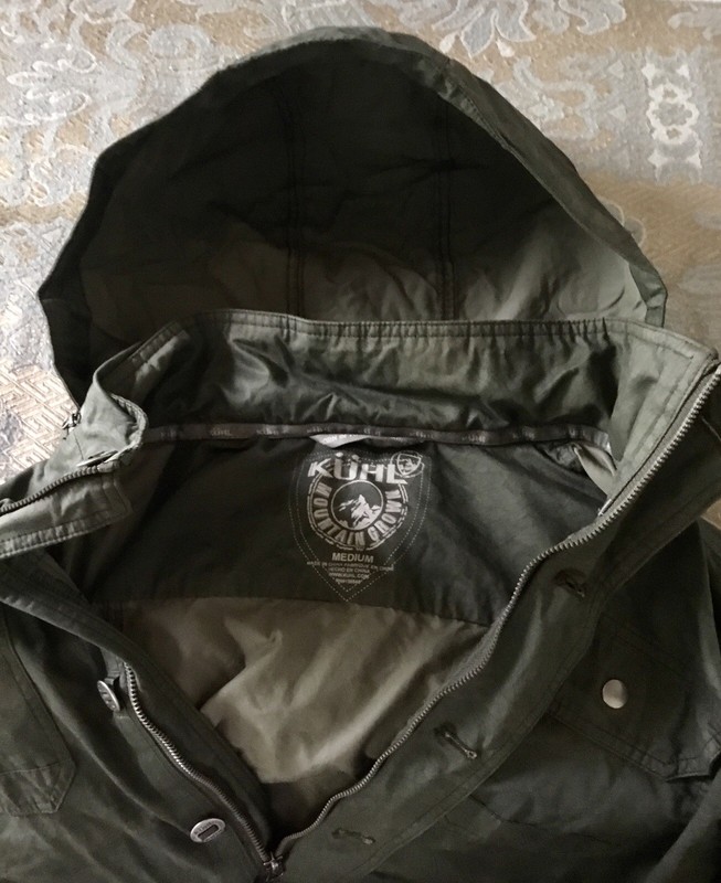 Kuhl Mountain Grown Warm Outdoor Jacket - Dark green Hood Lined Snaps Medium gallery