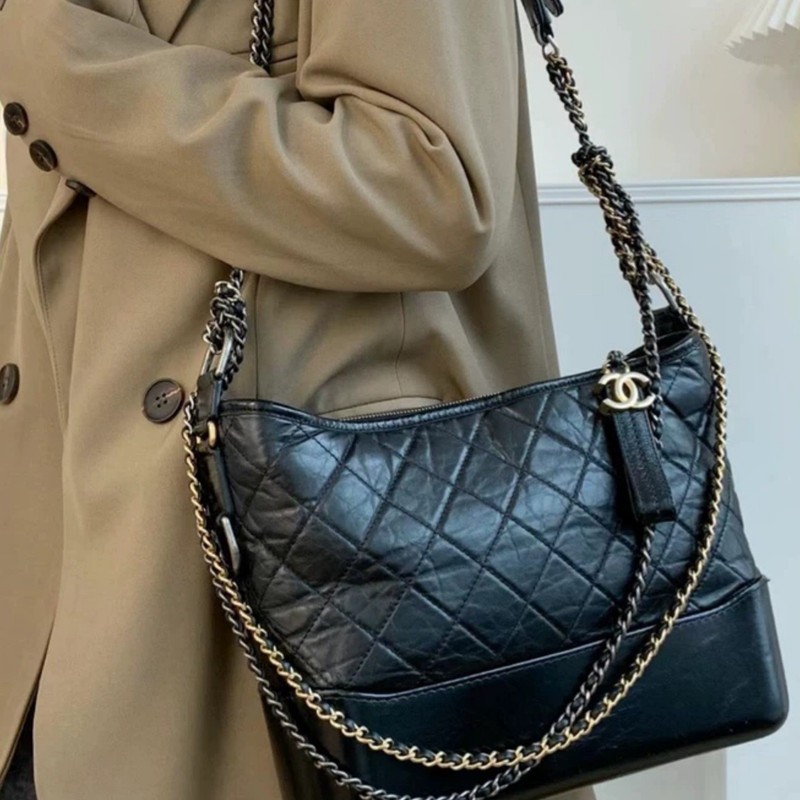 CHANEL GABRIELLE Hobo Bag Medium 28cm Black Calfskin Crossbody Bag gallery