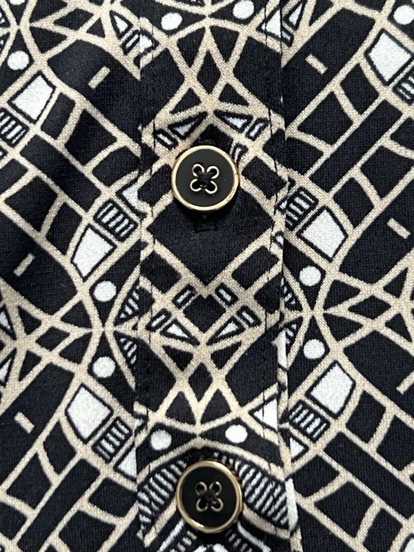 Charter Club Women’s Monochrome Geometric Half Button Blouse Size S gallery