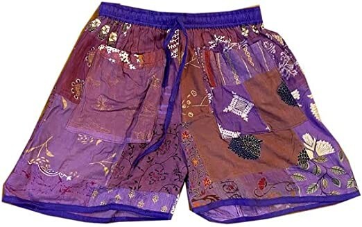 Patchwork Rayon Festival Mens Shorts One Size Elasticated Waist Comfy Shorts