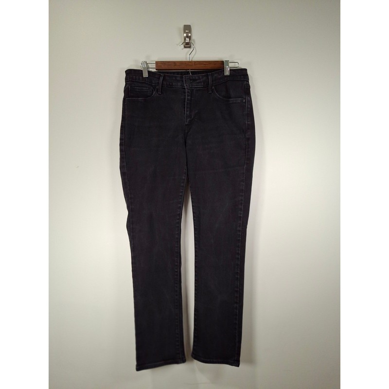Levis Womens Mid Rise Skinny Jeans Faded Black Denim Size 12 Stretch