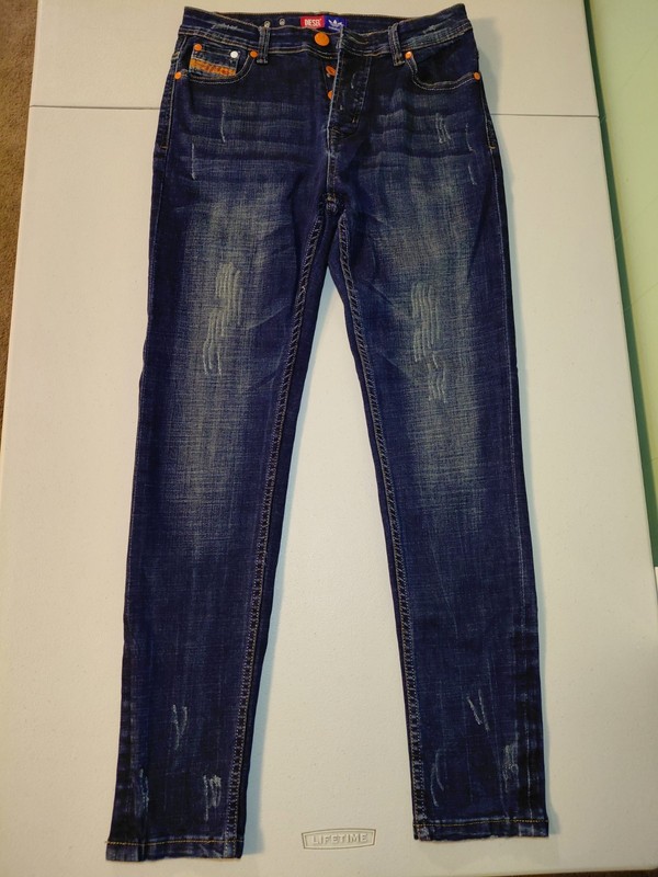 ​Y2K Bootleg Mashup Jeans – Diesel x Adidas Style – Orange Trefoil – Size 30