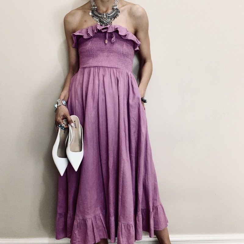 Brand New Free People Maxi Linen Dress Size m gallery