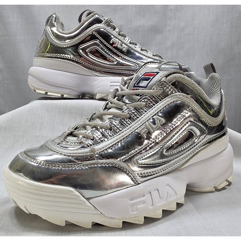 Fila Disruptor II Premium Metallic Silver Chunky Sneakers Womens 7 5FM00518-063 gallery