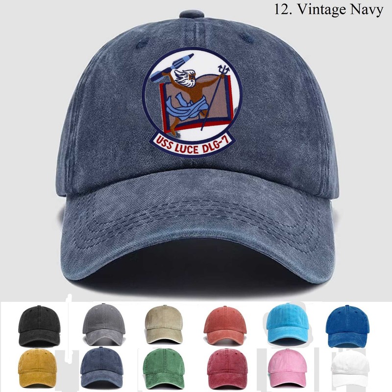 Customized Personalization Embroidered Hat Uss Luce Dlg-7 Ship, Trucker Hat