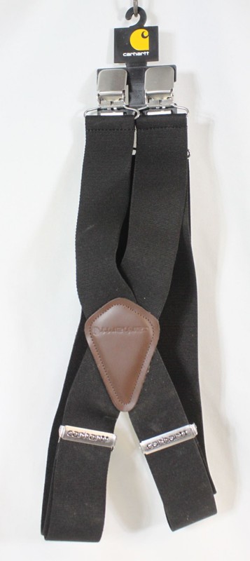 Carhartt Suspenders Black Elastic Stretch 2″ Thick One Size Heavy Duty Clip