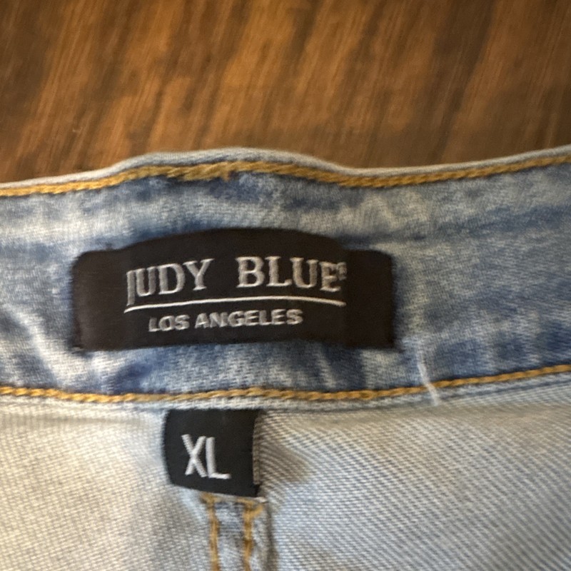 Judy Blue Women's Blue Denim Cut Off Shorts Size XL Mid Rise 5-Pocket Light gallery