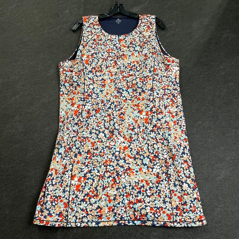 Talbots Out & About Zip Front Dress Women’s Size XL India Ink Multi