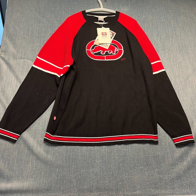 Ecko Unltd Men’s Sweater Size 2XL Black Red Rhino Logo Hip Hop Streetwear Retro