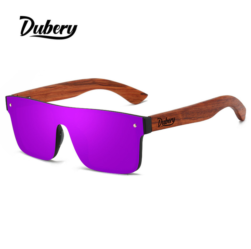 DUBERY Rimless Wood Polarized Sunglasses Men Women Square Wooden Temple Glasses gallery