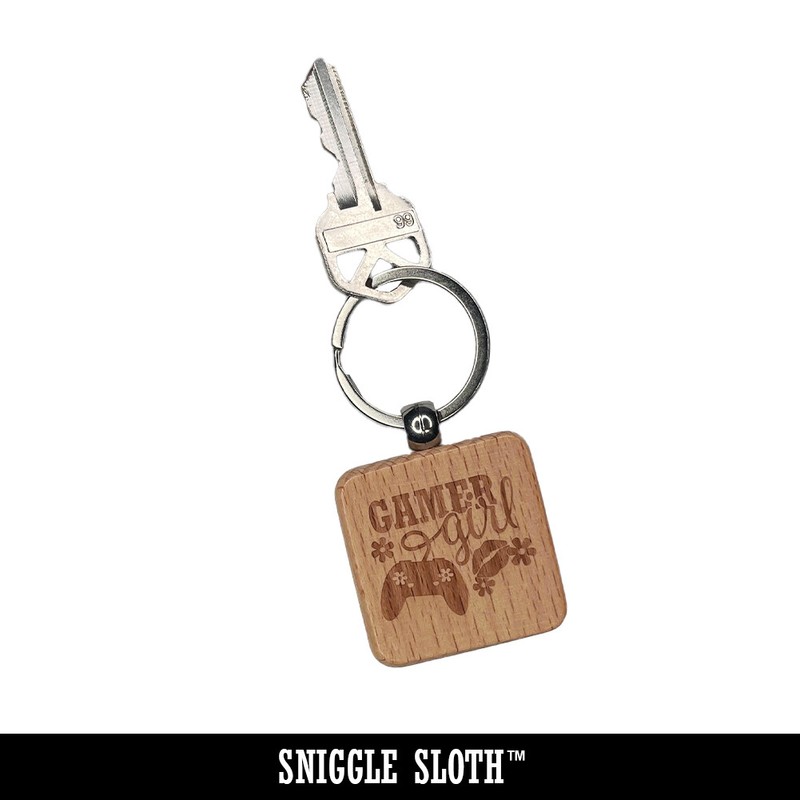 Hang in There Sweet Sloth Engraved Wood Square Keychain Tag Charm gallery