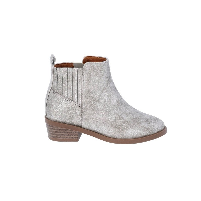 NWT Wonder Nation Girl Metallic Taupe Ankle Bootie Chelsea Side Zip Shoe Boot 1 gallery