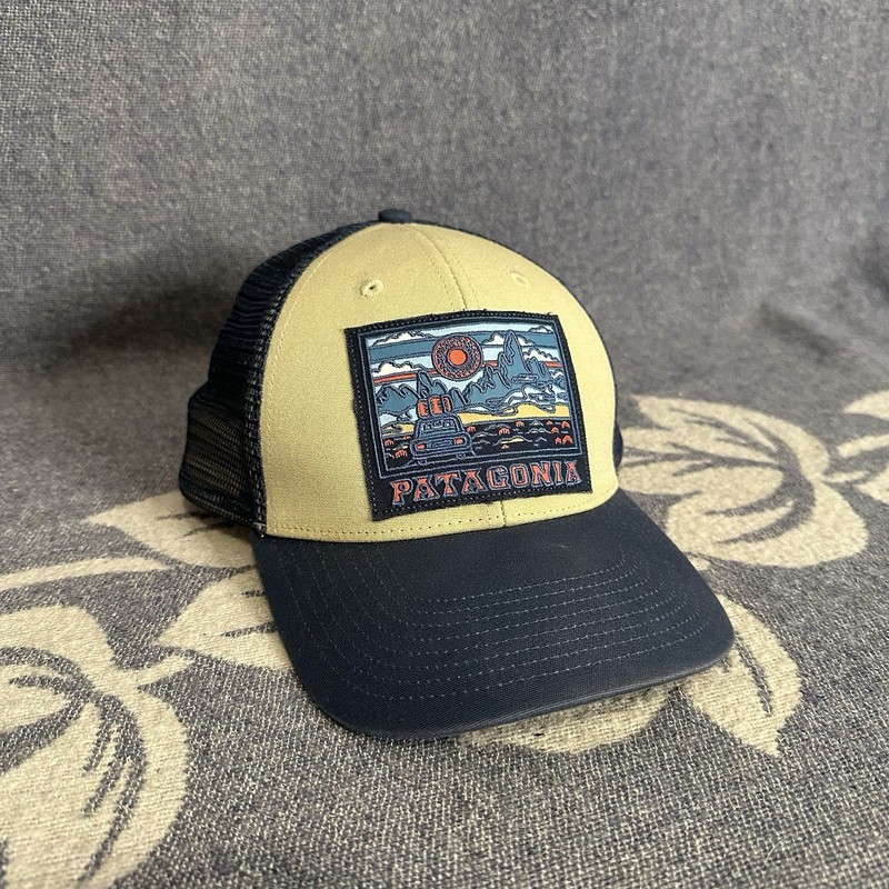 Patagonia Summit Road Lo Pro Mesh Breathable Trucker Hat Cap Blue Tan Adjustable