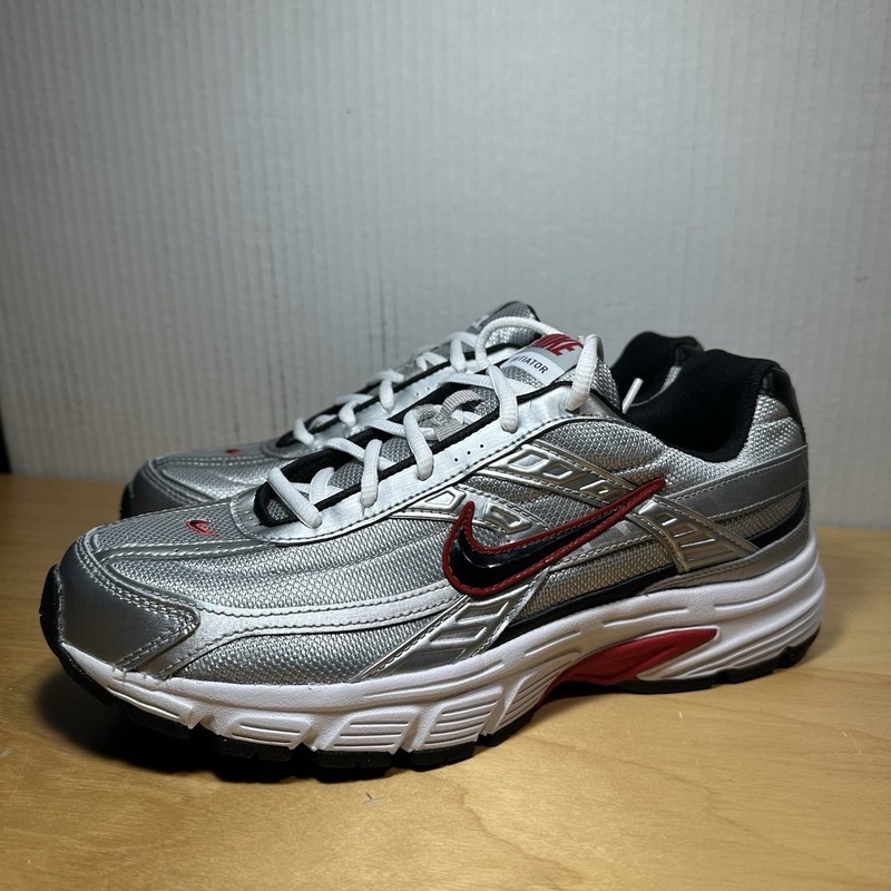 Men 9.5 – Nike Initiator Running Shoes Metallic Silver Black-White 394055-001