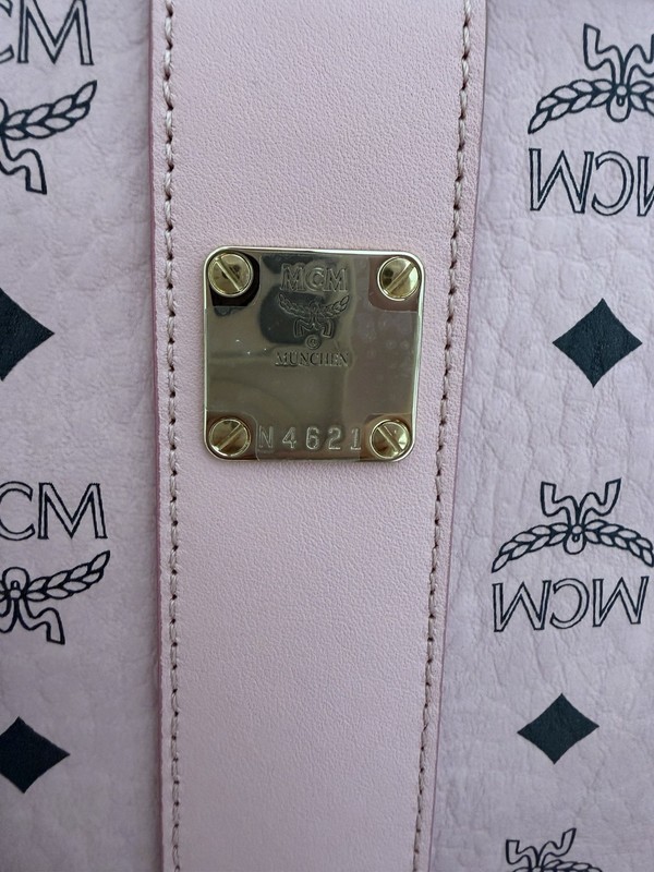 MCM Pink Monogram Tote Bag, Lined, Gold Hardware w/ Matching Pouch & Card gallery