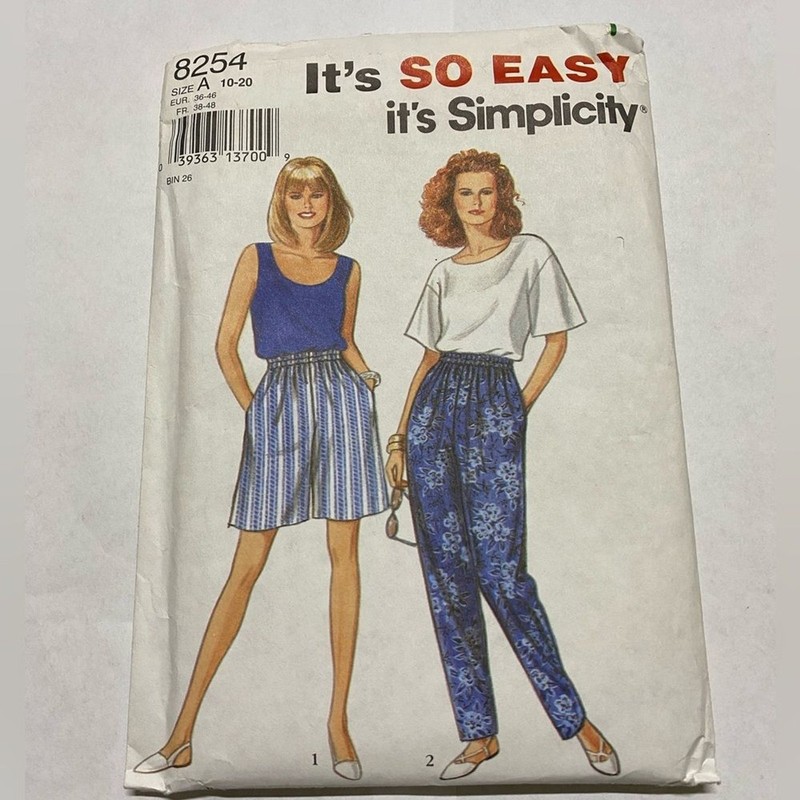 * Simplicity sewing Pattern 8254 uncut tank top shorts pants & blouse 1996