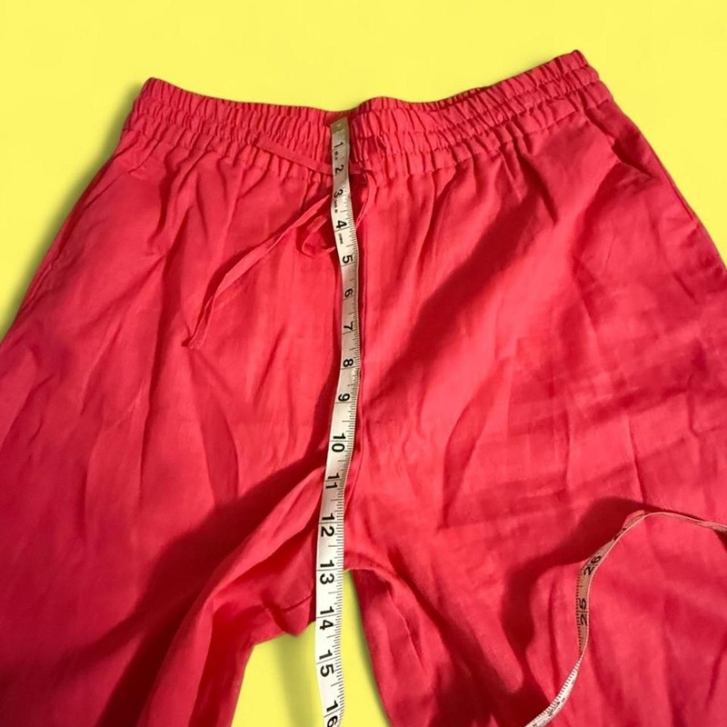 NWOT Express Pink Linen Wide Leg Pants, size Medium short gallery