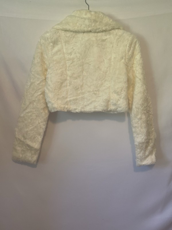 Isabella Rodriguez Ivory Faux Fur Bolero Cropped Jacket Sz M Shrug Glam Bridal gallery