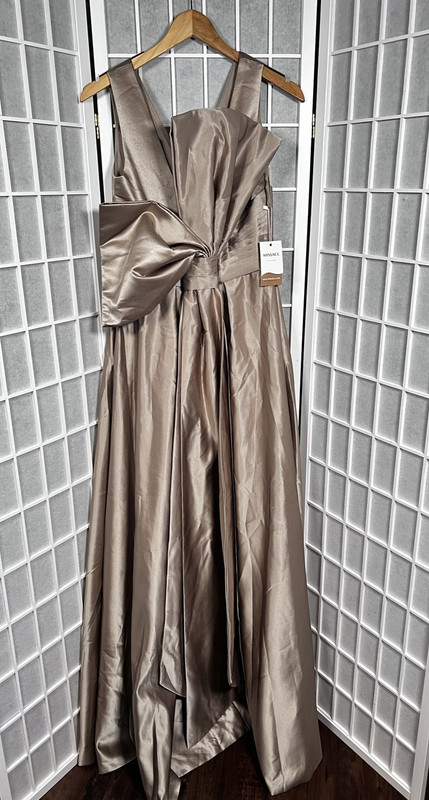 Missacc Dress Womens Size 6 Satin Taupe Bridesmaid Wedding Formal Gala